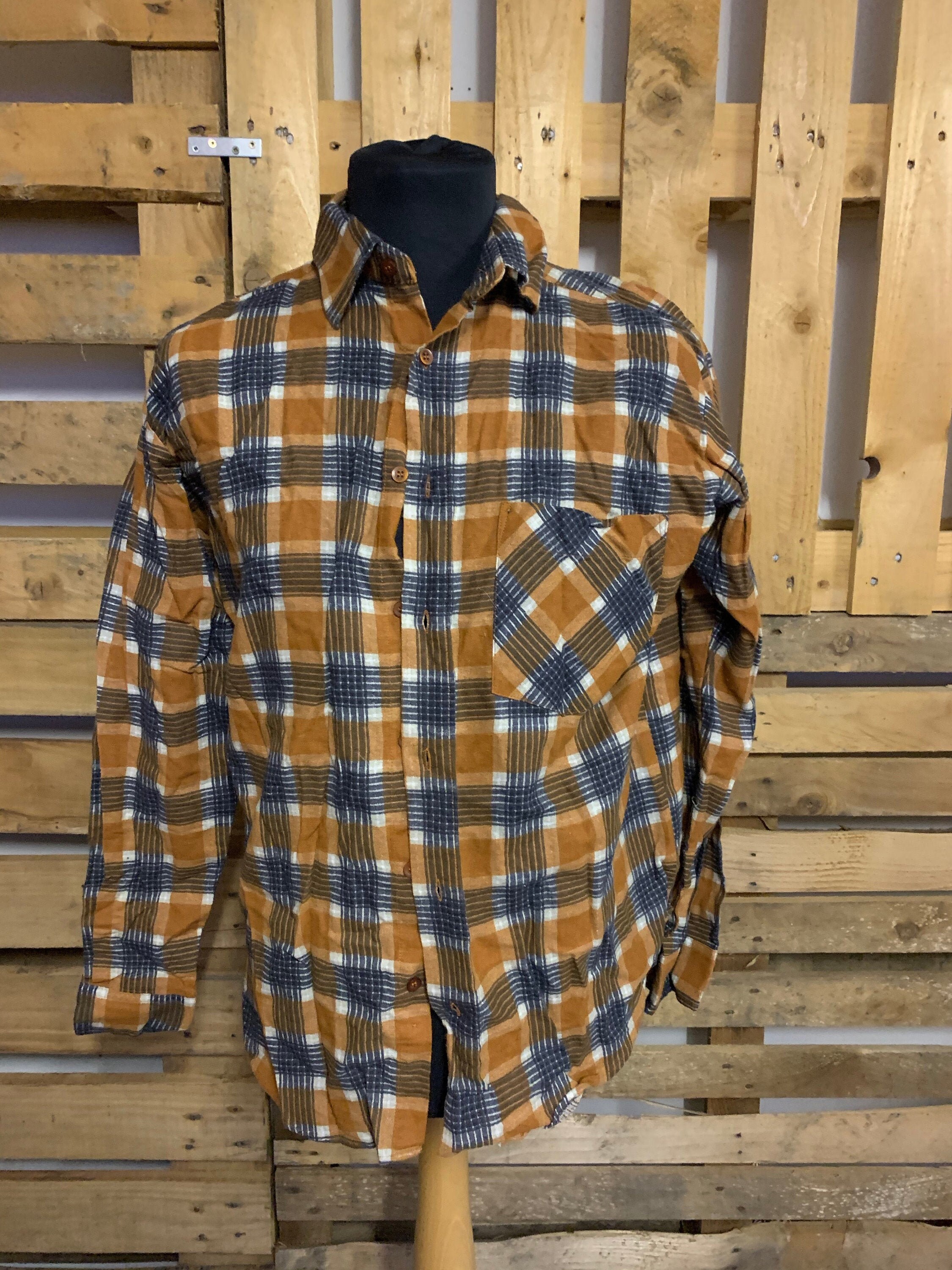 Image of Vintage Checked Unisex Oversized Shirts - 90S Country Western Style Oversized Shirts Size M/L