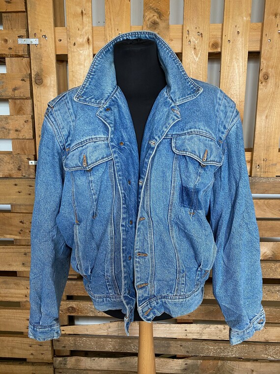Vintage Teddy Collar Denim Jacket - retro 80s/90s