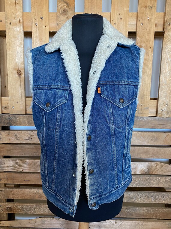 Vintage Teddy Collar Denim Jacket - retro 80s/90s