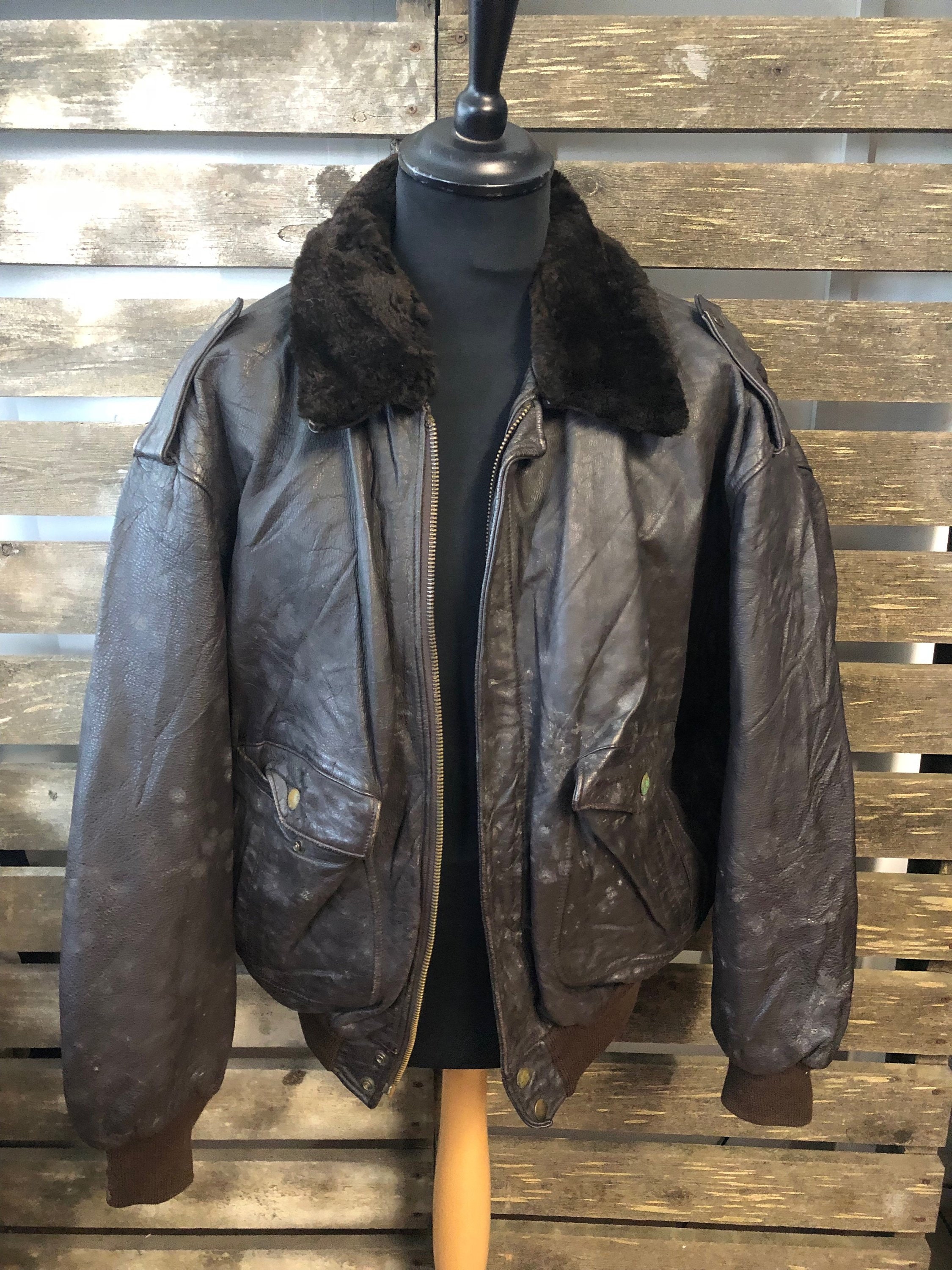 Image of Amazing Sheepskin Vintage Aviator Jacket - Bomber Jacket Shearling Leather Suede 70's 80's
