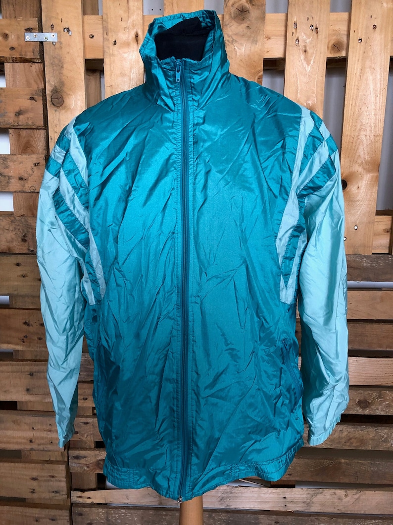 Vintage Festival 80s Shell Suit Jacket NOTE elastic gone funky retro rave windbreaker ML