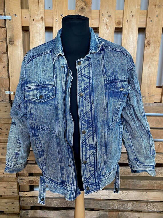 Vintage Teddy Collar Denim Jacket - retro 80s/90s
