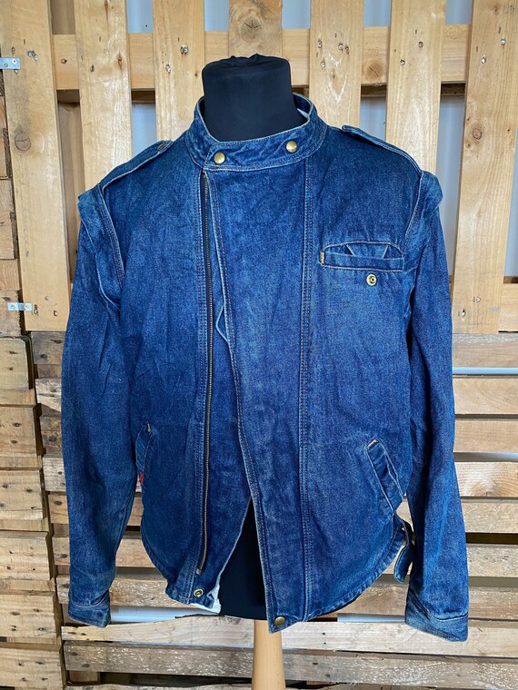 Vintage Teddy Collar Denim Jacket - retro 80s/90s