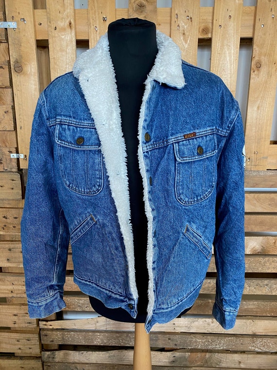 Vintage Teddy Collar Denim Jacket - retro 80s/90s