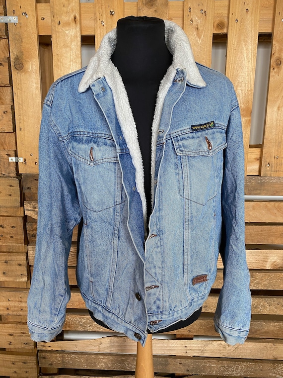 Vintage Teddy Collar Denim Jacket - retro 80s/90s