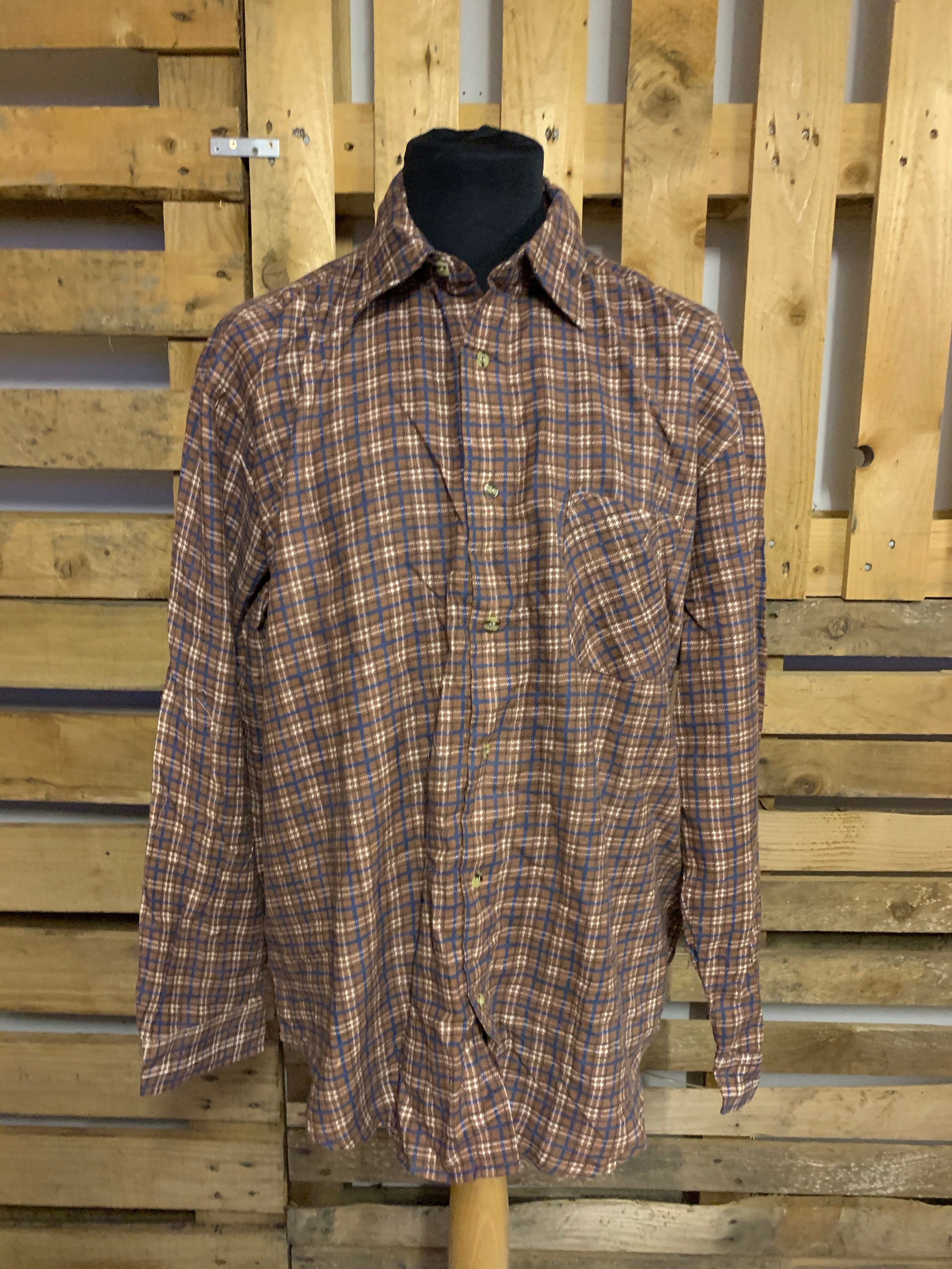 Image of Vintage Checked Unisex Oversized Shirts - 90S Country Western Style Oversized Shirts Size L