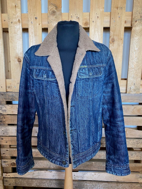 Vintage Teddy Collar Denim Jacket - retro 80s/90s