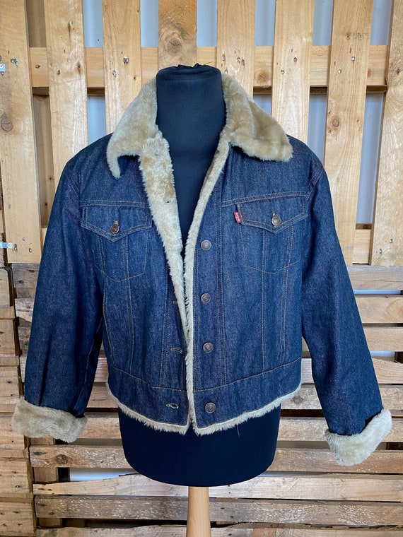 LEVIS Vintage Teddy Collar Denim Jacket - retro 80