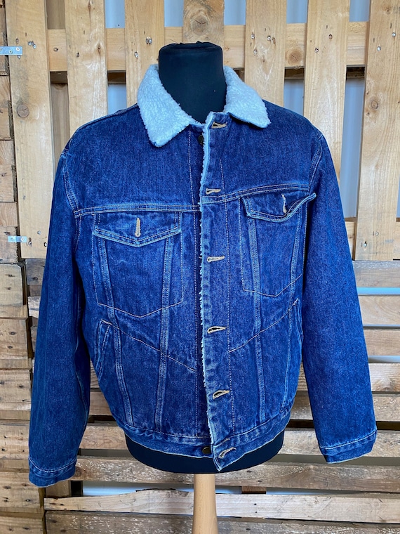 Vintage Teddy Collar Denim Jacket - retro 80s/90s