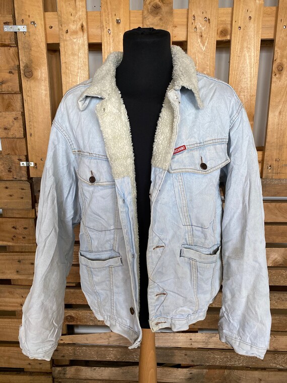 Vintage Teddy Collar Denim Jacket - retro 80s/90s