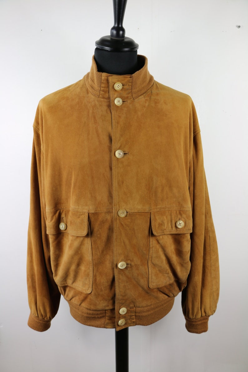 retro suede oversized coat Suede Vintage 70/'s Bomber Jacket