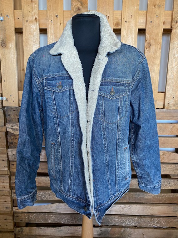 Vintage Teddy Collar Denim Jacket - retro 80s/90s