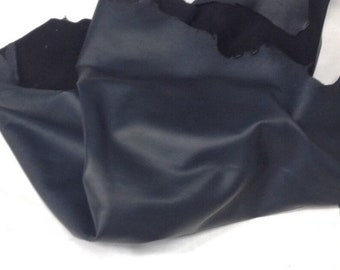 D16 leather deer hide skin upholstery crafts fabric distressed dark blue 9 sq ft FREE SHIP
