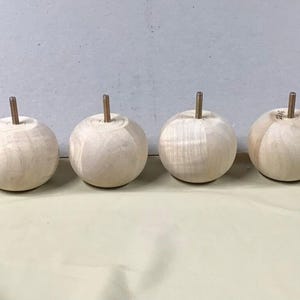 DA3035W  Unf Furniture Bun Round Legs  Feet  Couch Chair Cabinet Ottoman Sofa Ready to paint or stain  (4 legs)