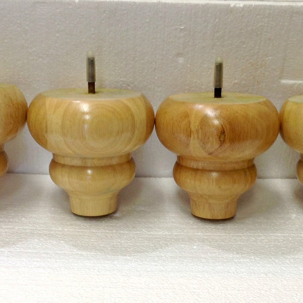 Furniture Legs Feet Wood Sofa Couch Legs Ottoman Double Bun Feet (4 legs) FW00