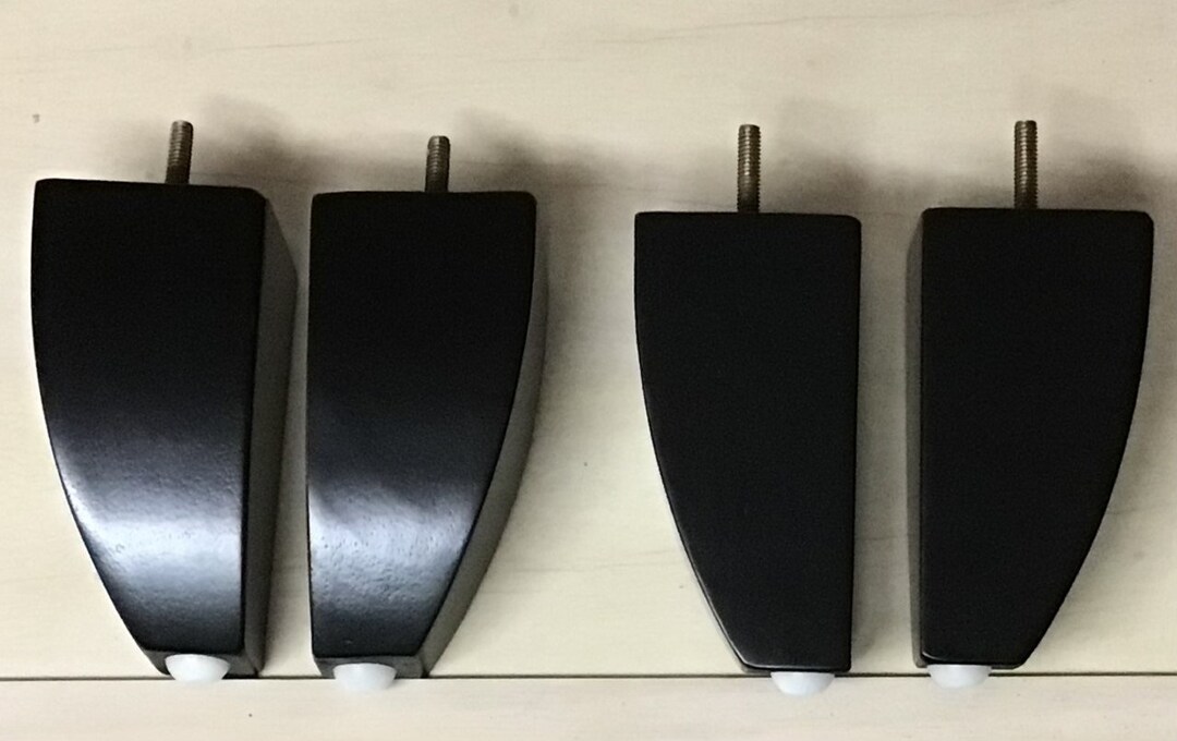 LS113 Tapered Curved Furniture Legs Feet Chair Sofa Black Finish 4 Legs