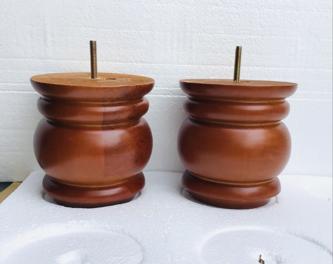 DA32 Furniture Legs Wood Double Bun Feet Couch Chair Ottoman Etsy