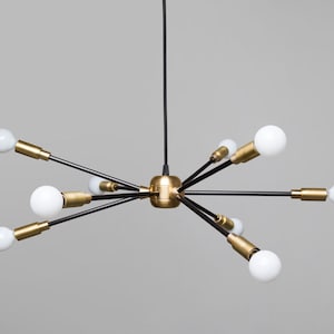 Mid Century Style Brass Chandelier image 1