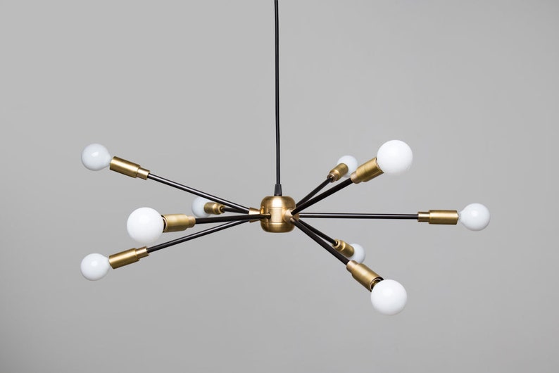 Mid Century Style Brass Chandelier image 1