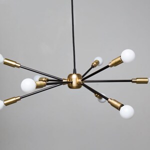 Mid Century Style Brass Chandelier image 3