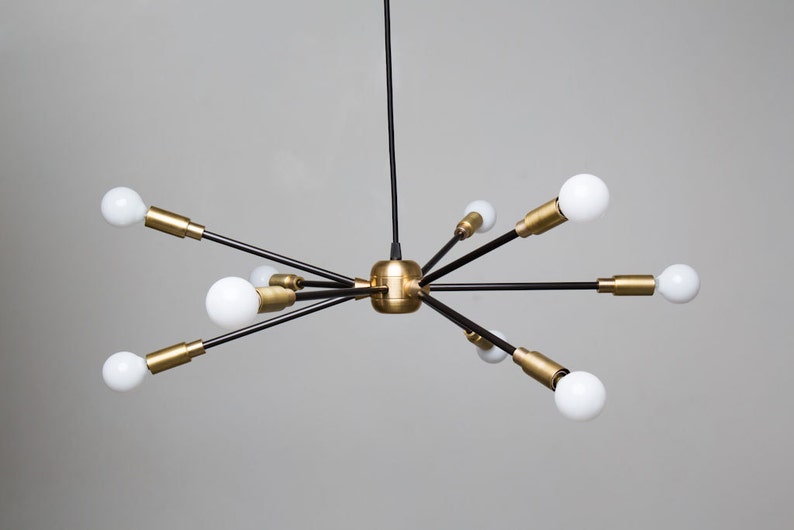 Mid Century Style Brass Chandelier image 3