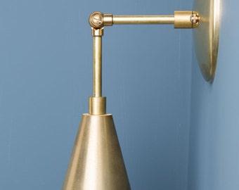 Adjustable Brass Wall Sconce with Cone