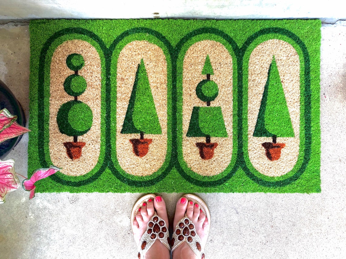 Spring Mat Topiaries Door Mat Front Porch Door Mat Etsy