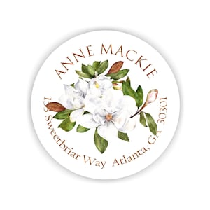 Fall Address Labels, floral lover gift, Gifts for fall, Monogrammed Address label, Magnolia stationery, Address Labels with Magnolias
