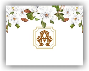 Magnolia Stationery, Personalized Magnolia notes, Magnolia Gift, Personalized Floral Note Cards, Monogrammed Magnolia Stationery