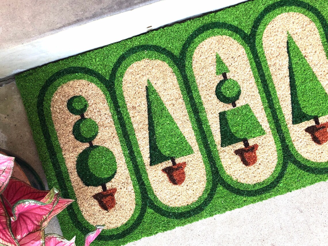 Spring Mat Topiaries Door Mat Front Porch Door Mat Etsy