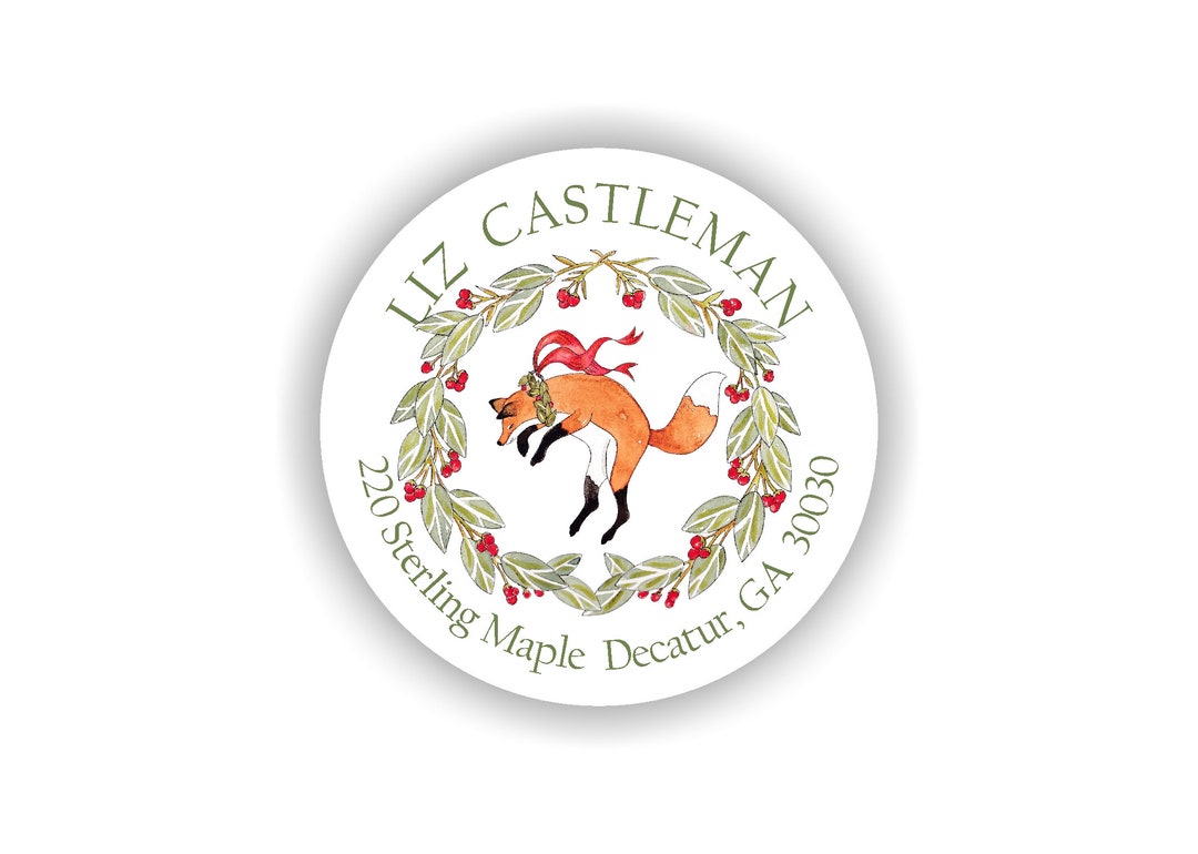 Smiling Fox Address Label, Personalized Wildlife Address Labels, Fox