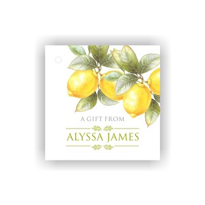 Lemon Gift Tags, Favor Tags, Monogrammed Gift Tags, Personalized Gift Tags, Custom Tags, Enclosure Cards