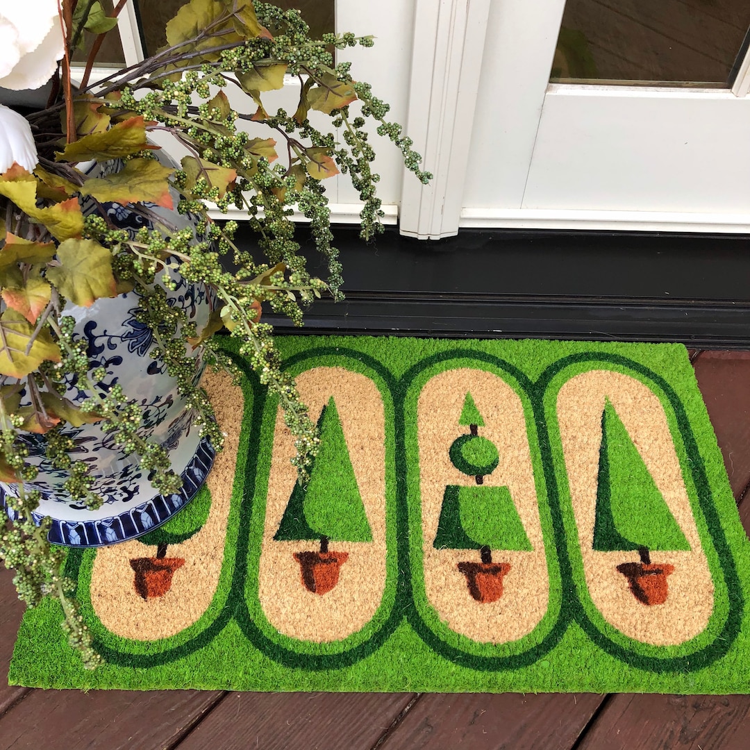 New Home Gift, Mat, Topiaries Door Mat, Front Porch Door Mat