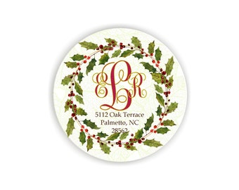 Monogrammed Address Label | Personalized Christmas Address Labels