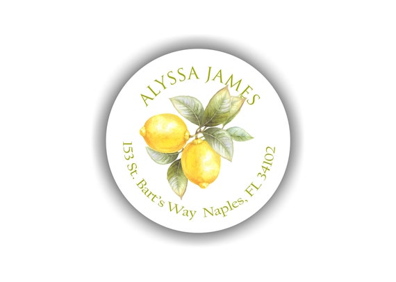 Lemon Address Labels, Gift for lemon lover, Monogrammed Address label, Personalized Address Labels