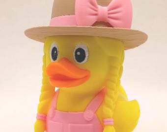 Farm Girl Duck with Braids - 3D Printed Dashboard Buddy