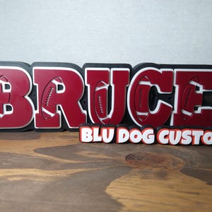 Personalized Custom Football Desk Decor, Multicolor 3D Name Sign, Teacher Gift, Desk Name Sign, Desk Name Plate, Office Decor, Door Sign