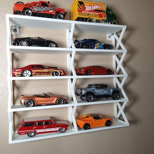 B Grade Still Functional, Less Than Perfect Hot Wheels Matchbox 10 Car Display Stand Industrial Design With Hidden Wall Mount