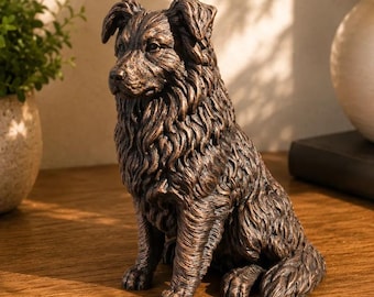 Sitting Australian Shepherd Statue Figurine | Hand-Finished Figurine | Unique Dog Lover Gift & Home Decor