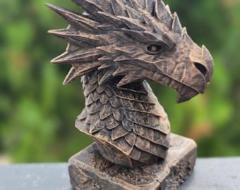 Crystal Dragon Bust on a Cracked Stone Base Home Decor, Statue, Bookend, Memorial, Trophy