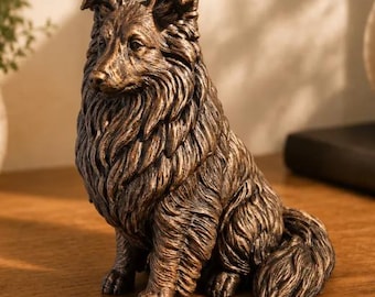 Sitting Shetland Sheepdog Statue Figurine | Hand-Finished Figurine | Unique Dog Lover Gift & Home Decor