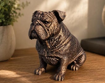 Sitting English Bulldog Statue Figurine Bookend | Hand-Finished English Bulldog Figurine | Unique Dog Lover Gift & Home Decor