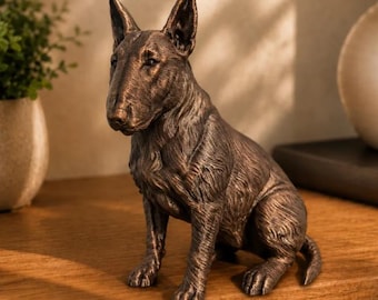Sitting Bull Terrier Statue Figurine Bookend | Hand-Finished Figurine | Unique Dog Lover Gift & Home Decor