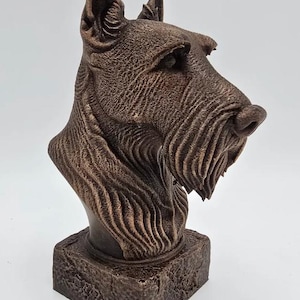 Scottish Terrier Bust on a Cracked Stone Base Home Decor Statue Bookend Memorial