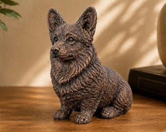 Sitting Corgi Statue Figurine Bookend | Hand-Finished Figurine | Unique Dog Lover Gift & Home Decor