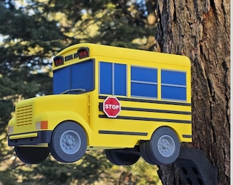 School Bus Birdhouse, Backyard Garden Decor
