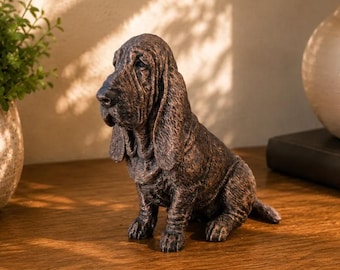 Sitting Basset Hound Statue Figurine | Hand-Finished Figurine | Unique Dog Lover Gift & Home Decor