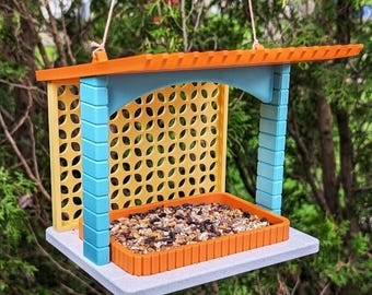 Mid Century Modern Hanging Bird Feeder, Garden Decor
