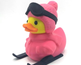 Slightly Blemished Skiing Duck in Hot Pink Suit, Ducking, Dashboard Buddy, Custom Duck, Get Ducked