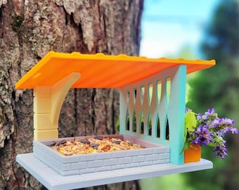 Mid Century Modern Hanging Bird Feeder, Garden Decor